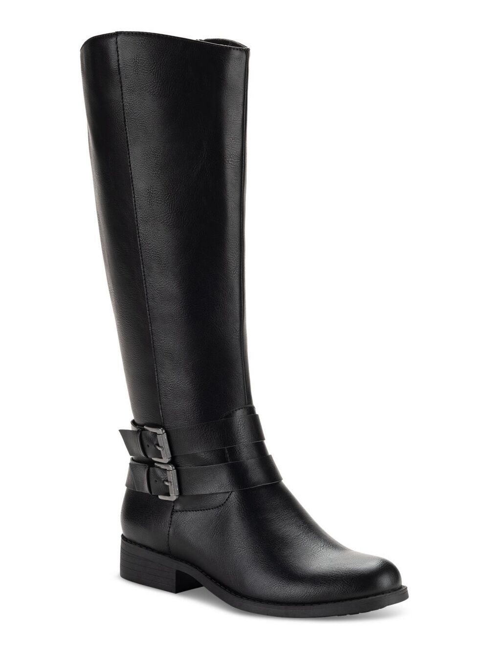 Style & Co.  Maliapp Buckle Leather Knee-High Boots in Black 5